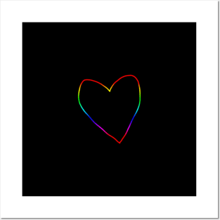 Small Spectrum Rainbow Heart Outline Posters and Art